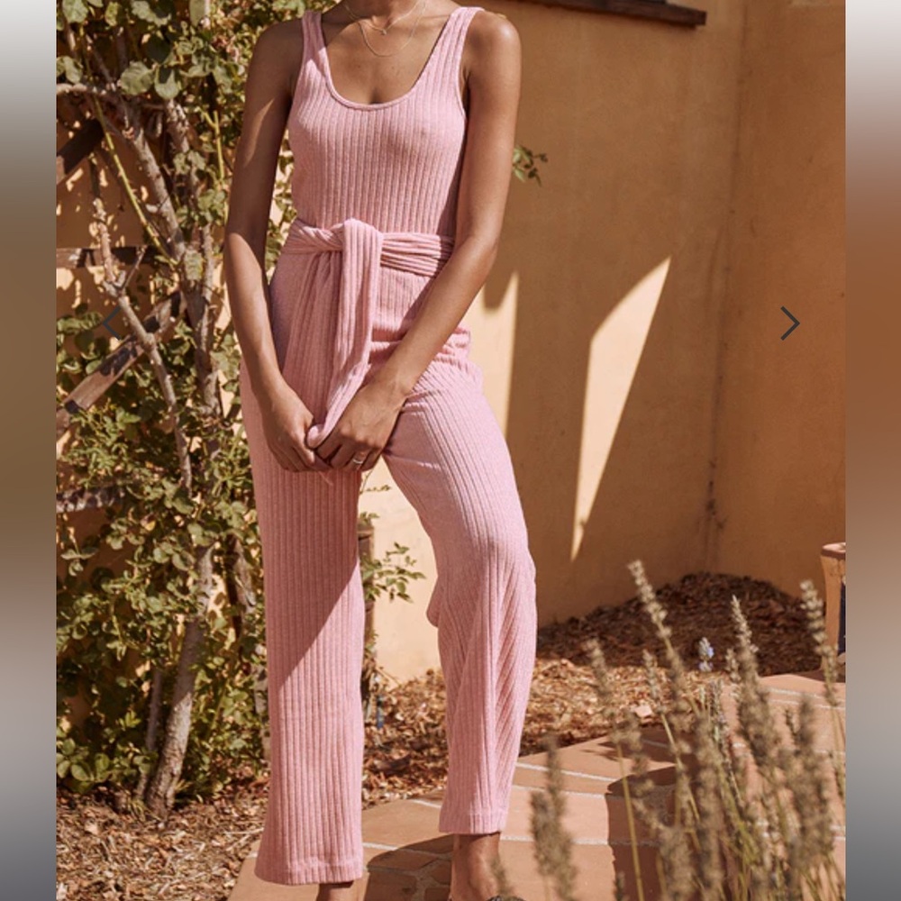 Saylor Pink Ribbed Jumpsuit